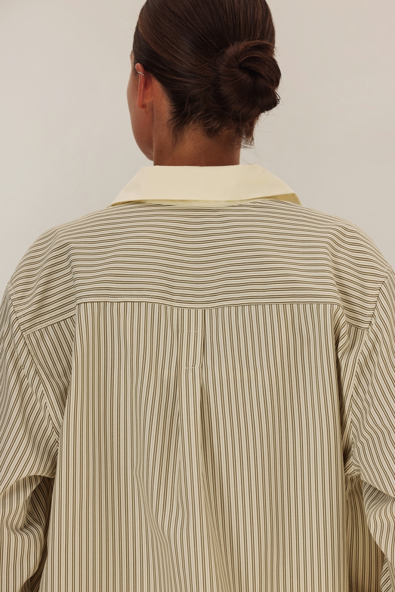 Oversized Shirt - Vintage Olive Stripe