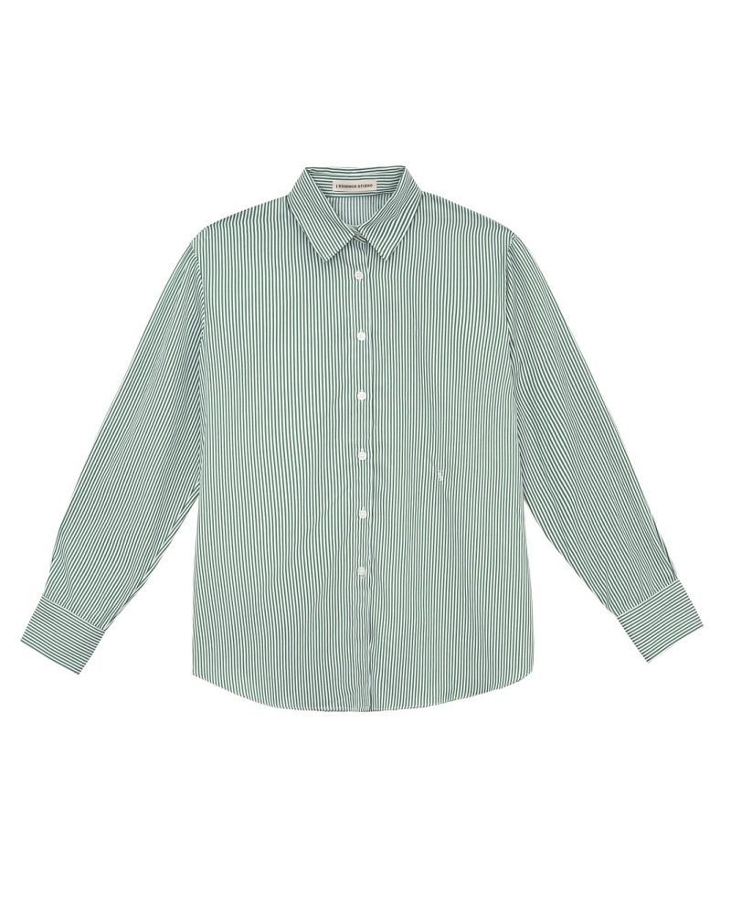 Classic Shirt - White/Green Stripe