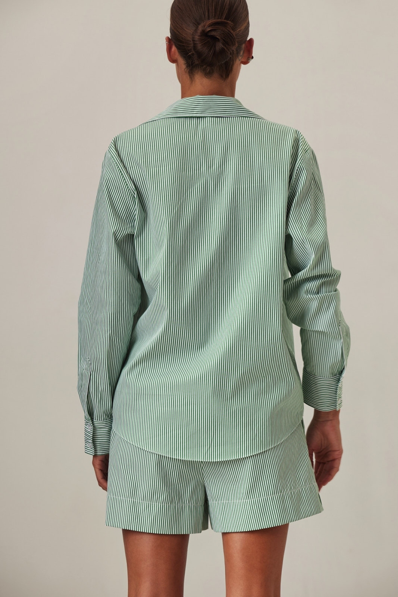 Classic Shirt - White/Green Stripe