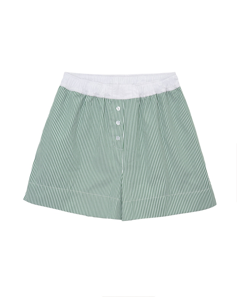 Cotton Boxer Shorts - White/Green